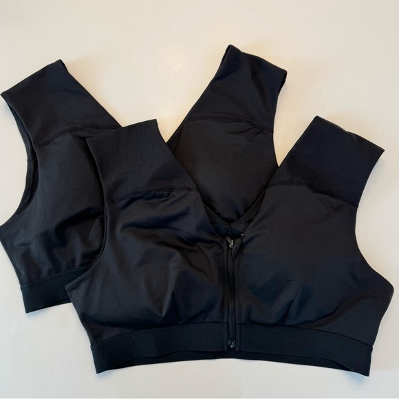 Tommie Copper Lot Bundle 2 Zip Up Shoulder Support Bras Sports Bra XXL 2XL Black - Picture 12 of 12
